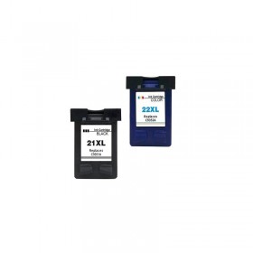 HP21XL/ HP22XL Noir Couleur Cartouches Remanufacturées Grande Capacité