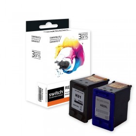 HP 21XL/22XL - PACK 2 SWITCH ÉQUIVALENT À HP C9351AE/C9352AE - NOIR + TRICOLOR