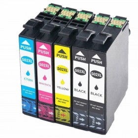 502 XL  - Pack  5 Cartouches d'encre compatible Epson Noir - Couleurs
