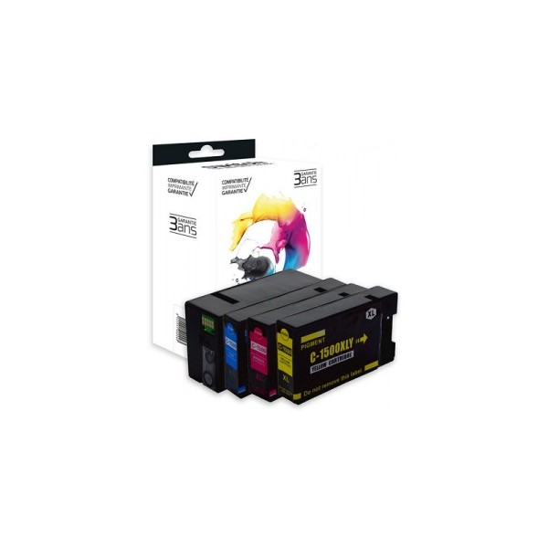 CANON 1500XL - PACK X 4 SWITCH ÉQUIVALENT À CANON PGI1500XL - NOIR CYAN MAGENTA JAUNE