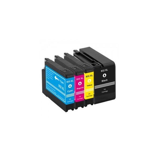 Pack HP 932/933 XL (Noire + Couleurs) Cartouches encre compatibles Grande Capacité