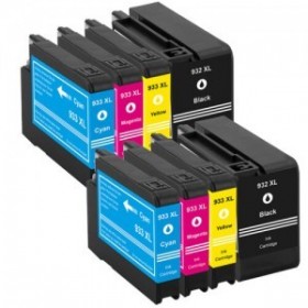 Pack HP 932/933 XL (Noire + Couleurs) 8  Cartouches encre compatibles Grande Capacité