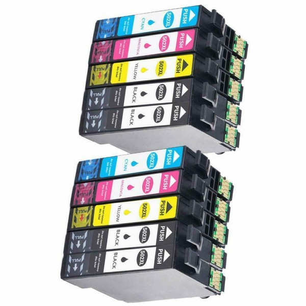 Epson 502 XL Noir - Couleurs - Cartouches d'encre compatible - pack de 10 (4x17ml + 6x14ml)