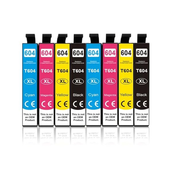 Epson 604XL pack  8Cartouche d'encre compatible Grande Capacité ( 2x16.5ml + 6x14ml )