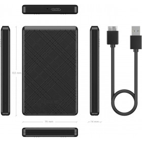 Boîtier externe Aisens 2,5" Ase-2522B SATA 9,5 mm vers USB 3.0/USB 3.1 Gen1