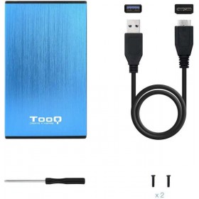 Boîtier externe Tooq pour disque dur/SDD 2,5" jusqu'à 9,5 mm SATA USB 3.0 - Bleu