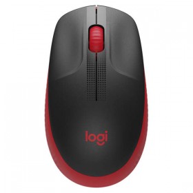 Souris USB sans fil Logitech M190 (1000 dpi) - 3 boutons - Grande taille - Ambidextre - Noir/Rouge