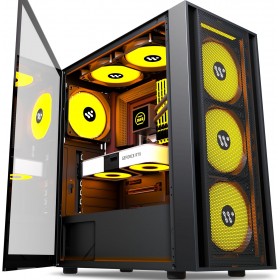 Boitier PC KEDIERS - 6 Ventilateurs PWM préinstallés, boitier de Jeu ATX Mid Tower
