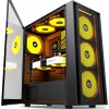 Boitier PC KEDIERS - 6 Ventilateurs PWM préinstallés, boitier de Jeu ATX Mid Tower