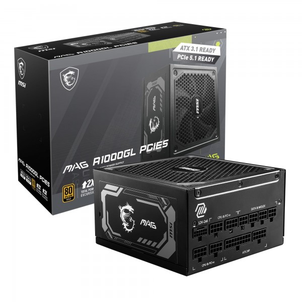 Alimentation ATX MSI Mag A1000GL PCIe5 - 1000W (Noir)