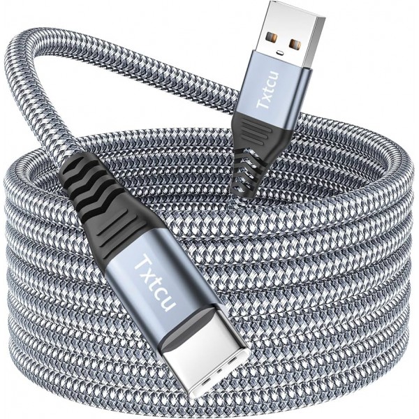 Câble tressée gris USB vers USB-C 3 mètres