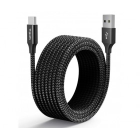 Câble tressée noir USB vers USB-C 5 mètres