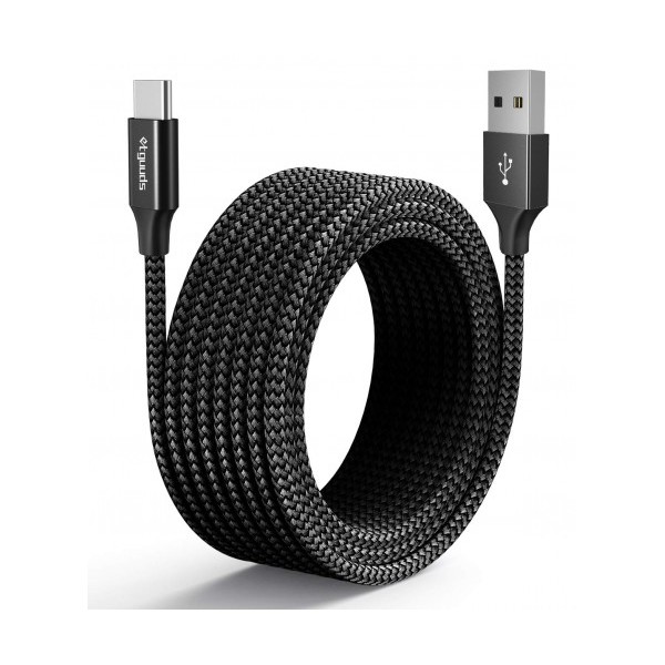 Câble tressée noir USB vers USB-C 5 mètres