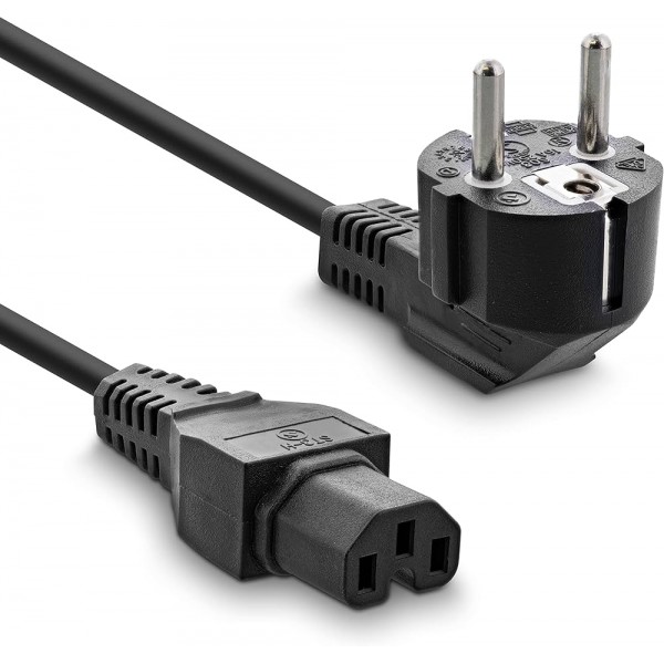 Câble d'alimentation secteur IEC à 90° vers Schuko