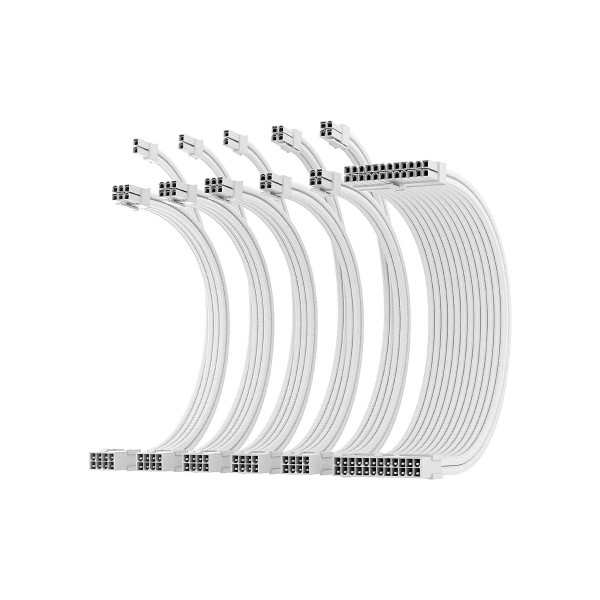 Kit de câbles d'extension gainés ATX/PCI-E 30 cm blanc