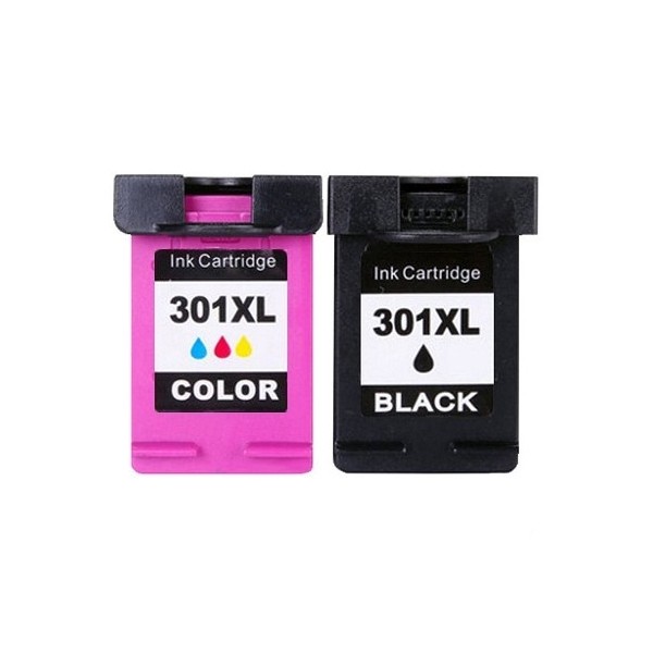 Pack HP301 XL  (Noire +  Couleur)  Cartouches  Remanufacturées   Grande Capacité